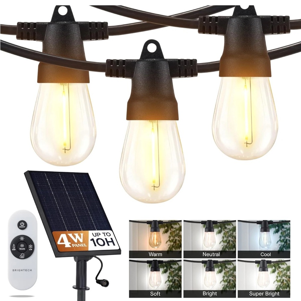Solar String Lights with Remote 12 lightbulb 27 ft  and 10” solar panel